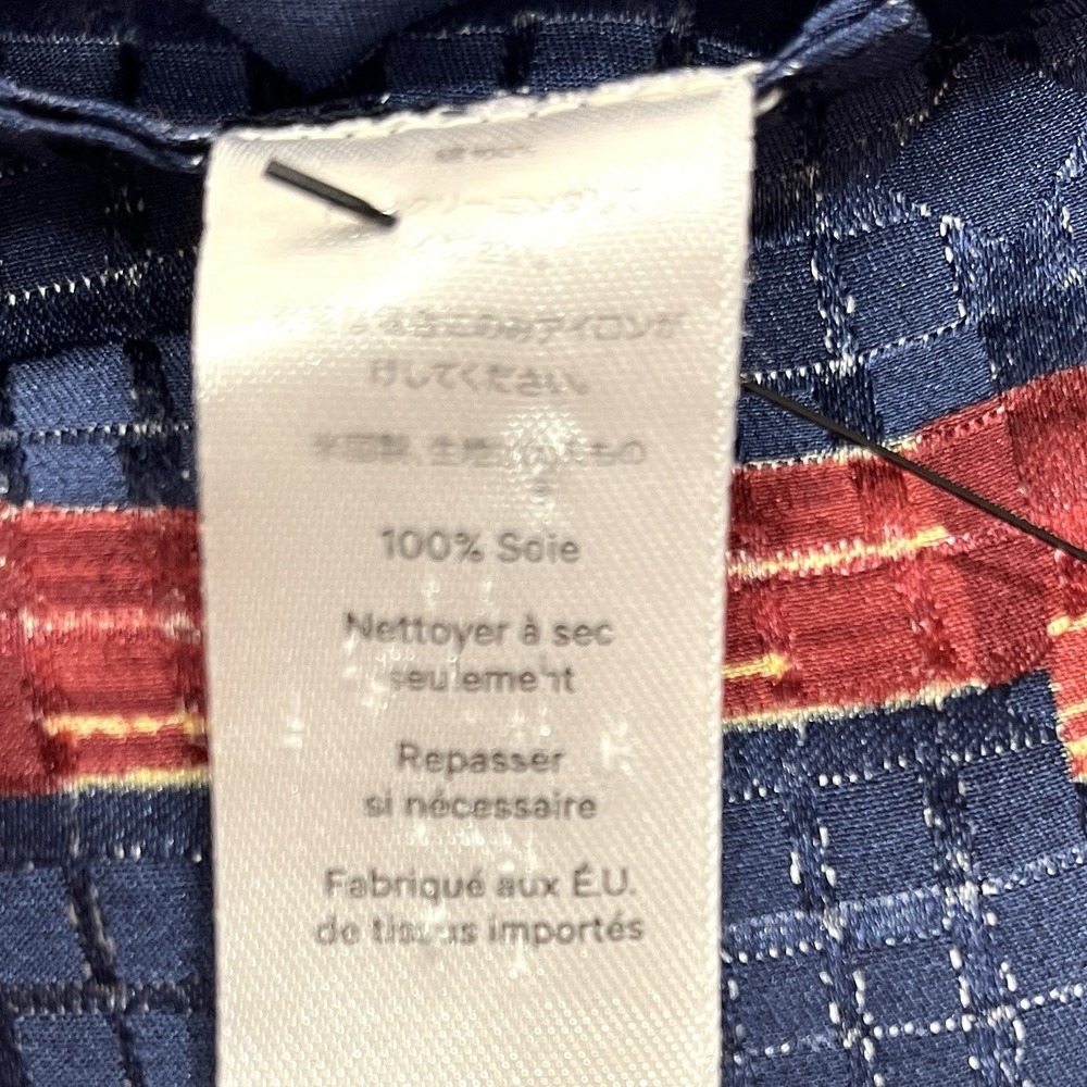 Warm by Tracy Feith 100% Silk Luxury Blouse Womens S Navy Blue Ruffle Top - Picture 9 of 9